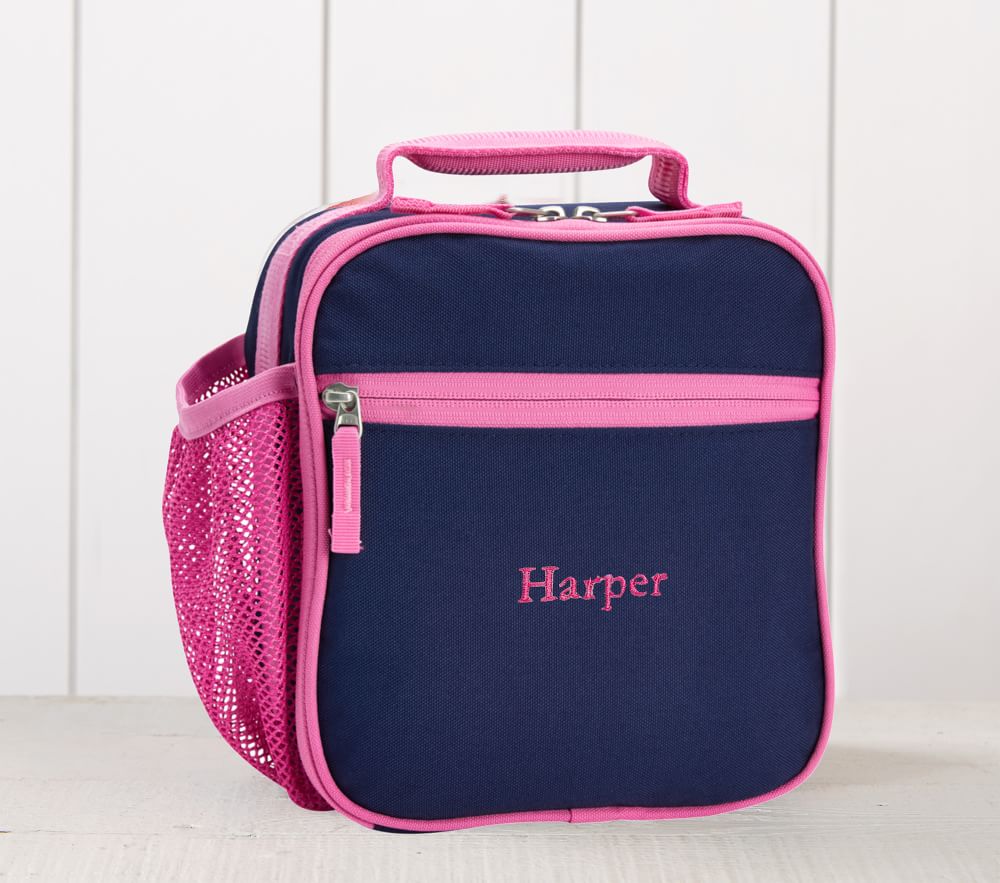 Mackenzie Navy Pink Trim Solid Lunch Box